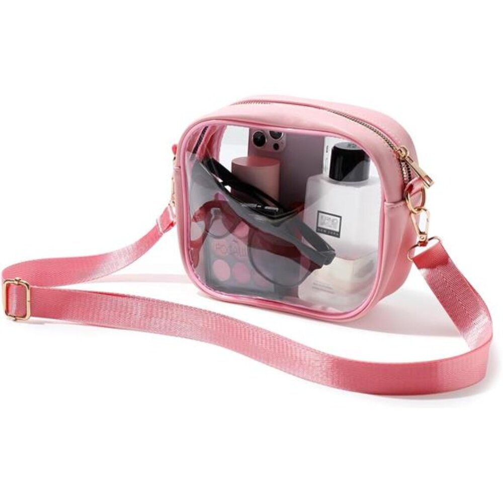 Clear Bag Stadium Approved, Crossbody Transparent Bag for Concerts - Pink